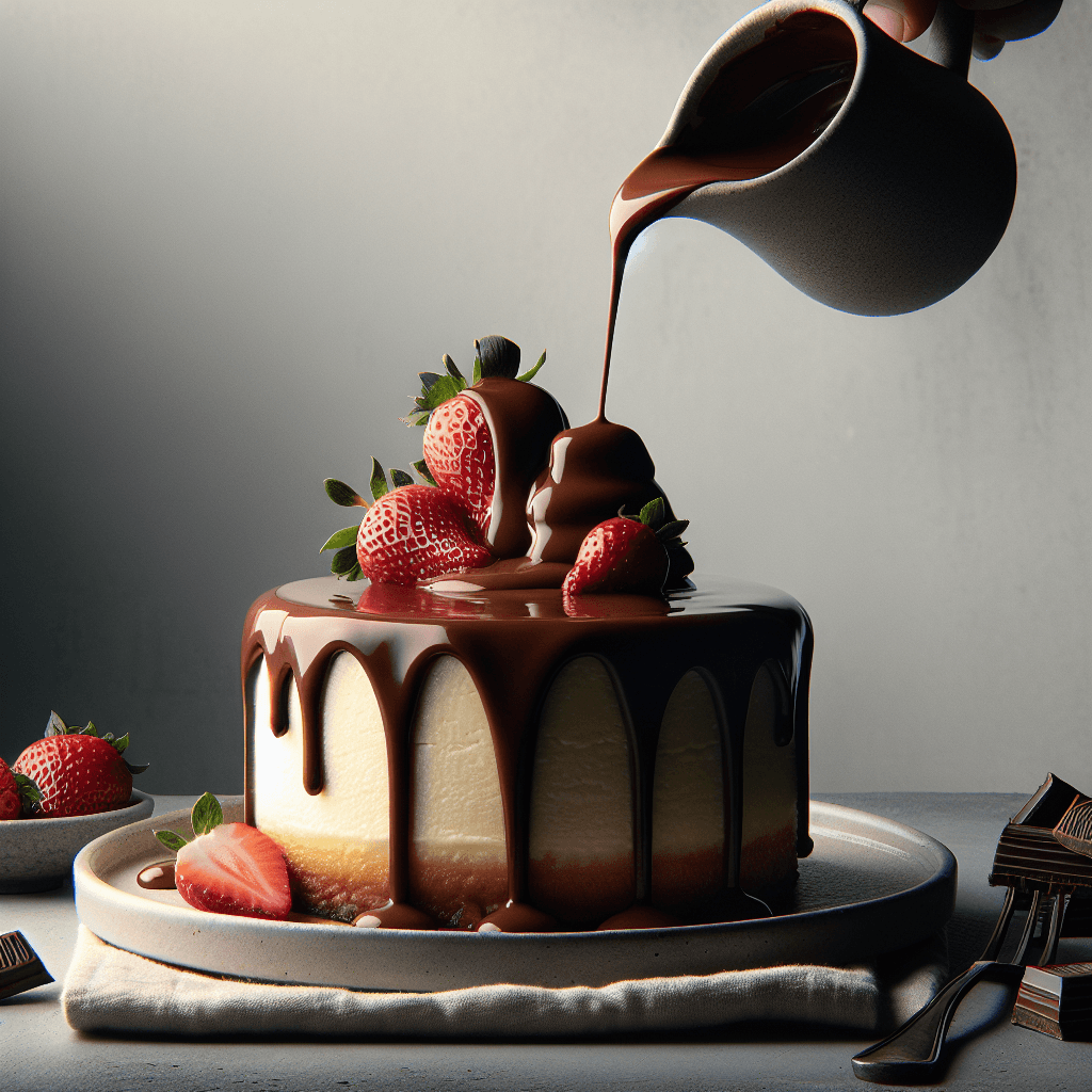 Homemade Cheesecake with Chocolate Sauce